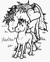 coloriage jument et son petit